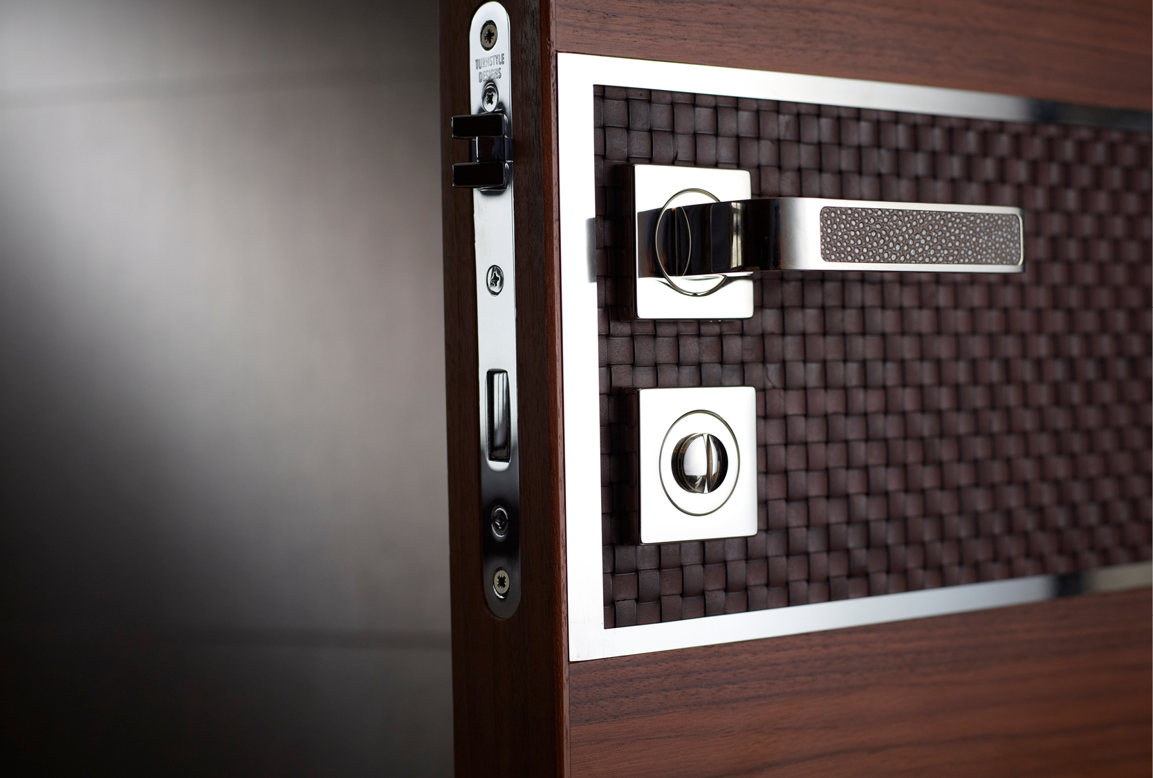 FAUX LEATHER CUSTOM DOOR LEVER AND LOCK