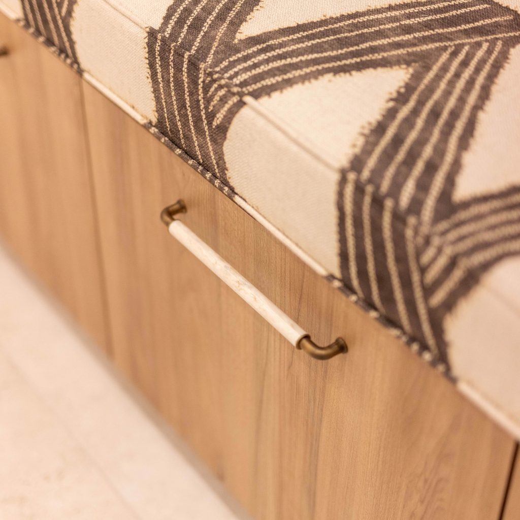 Bespoke Turnstyle Designs handles with goose neck design in Fine Antique Brass with custom grip.